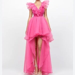 Elegant Pink Ruffle Dress